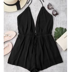 NWT black plunge romper
